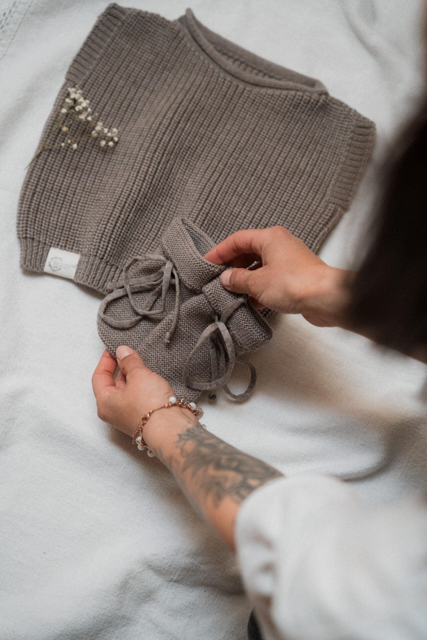 Strickweste Merino Beige – Bild 2